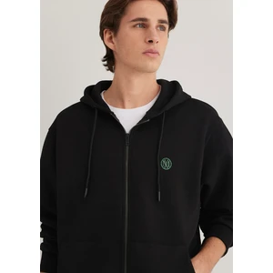 Logolu Kapüşonlu Fermuarlı Siyah Sweatshirt 066979-900