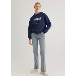 Mavi Logo Baskılı Kapüşonlu Lacivert Sweatshirt 168334-70488