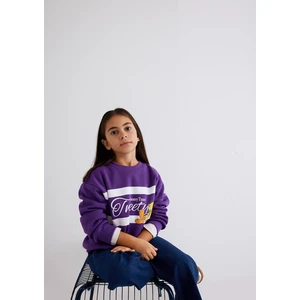Tweety Baskılı Baskılı Mor Sweatshirt 7S10073-70633