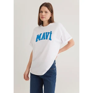 Mavi Logo Baskılı Beyaz Tişört 1600843-70000