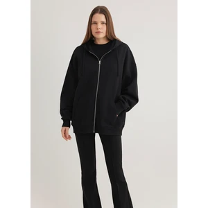 Kapüşonlu Fermuarlı Siyah Sweatshirt 1610221-900