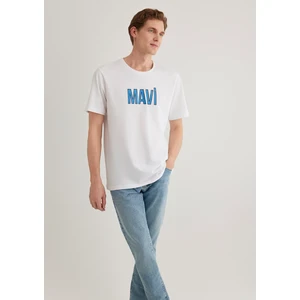 Mavi Logo Baskılı Beyaz Tişört 066842-620