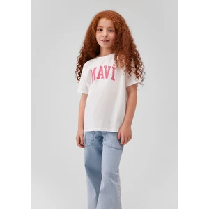 Mavi Logo Baskılı Ekru Tişört 7610109-70057