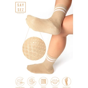 Bambu Kadın Kaydırmaz Taban Silikon Baskı Pilates Yoga Fitness Dans Aktivite Tenis Çorabı