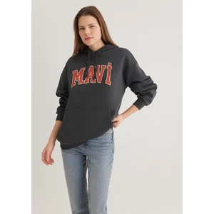 Mavi Logo Baskılı Kapüşonlu Antrasit Sweatshirt 1600361-80106