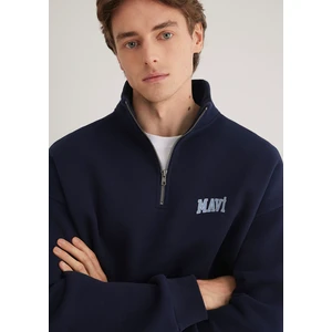 Mavi Logo Baskılı Yarı Fermuarlı Lacivert Sweatshirt 0S10208-70497