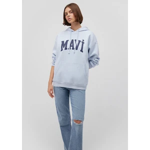 Mavi Logo Baskılı Kapüşonlu Mavi Sweatshirt 1600361-70717