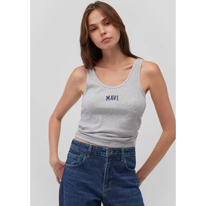Mavi Logo Baskılı Gri Atlet 1611899-83096