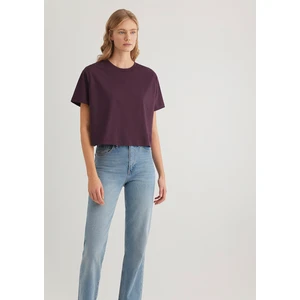 Bisiklet Yaka Mor Basic Tişört 1611651-70635