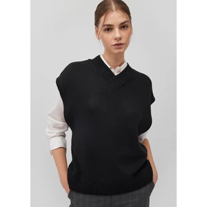 Yün Karışımlı V Yaka Siyah Süveter  1710573-900