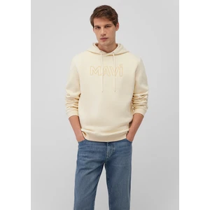Mavi Logo Baskılı Kapüşonlu Bej Sweatshirt 0610941-70055