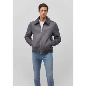 Suni Kürk Detaylı Gri Suni Süet Ceket 0110450-80776