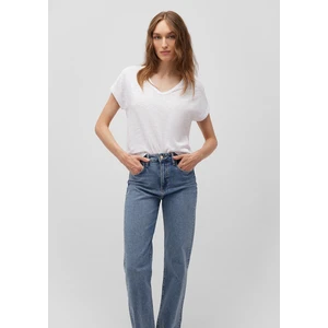 V Yaka Beyaz Basic Tişört 1612380-620