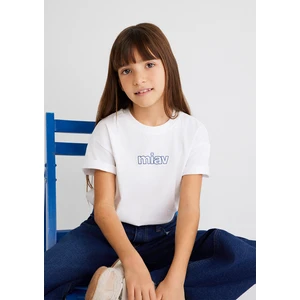 Miav Baskılı Beyaz Oversize Çocuk Tişört 7610158-620