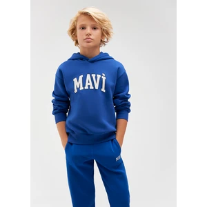 Mavi Logo Baskılı Mavi Kapüşonlu Sweatshirt 6610110-70896