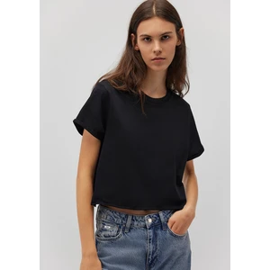 Kadın Siyah Basic Crop Tişört 168220-900