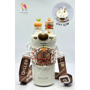 Sevimli Ayıcık Çift Kapaklı Çelik Termos 520 ml