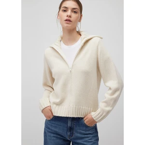 Yün Karışımlı Fermuarlı Ekru Hırka 1710482-70057
