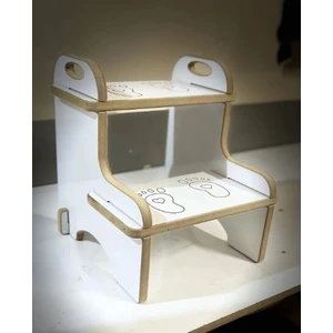 Nifi Art Ahşap Basamak Tabure Çocuk Bebek Banyo Wc Lavabo Merdiven Yükseltici Eğitici Kaymaz