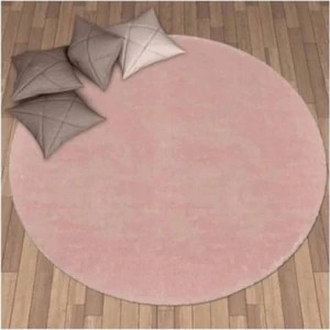 Lagom Life Yuvarlak peluş halı pofuduk puffy kaymaz taban