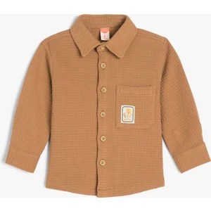 Pamuklu  Uzun Kollu Cep Detaylı Polo Yaka Sweatshirt