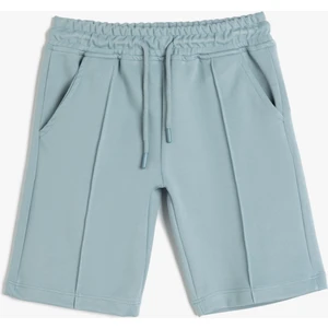 Dikiş Detaylı Beli Lastikli Bermuda Şort