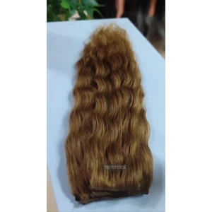 Nurdan Trend Peruk Yarımay + 2 Yan 200 gr 65-70 cm Gerçek Saç Çıtçıt Açık Kumral Renk