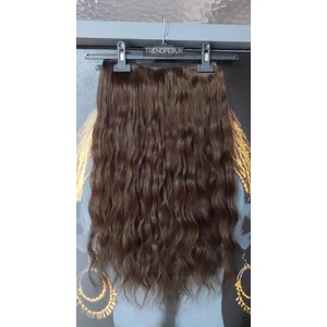 Nurdan Trend Peruk Yarımay + 2 Yan 200 gr 65-70 cm Gerçek Saç Çıtçıt Kahve Renk