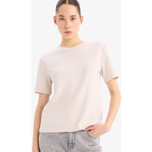 Regular Fit Bisiklet Yaka Basic Düz Kalın Kumaş Kısa Kollu Tişört D7579AX25SP