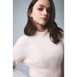 Regular Fit Bisiklet Yaka Dikişsiz Basic Düz Triko Kazak