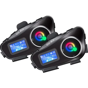Always Teknoloji 2 Adet Q58-MAX Radyolu Telsiz Özellikli 2 Kişi Bağlantılı Bluetooth Kask Kulaklık Ekranlı Fenerli Müzik ve Intercom