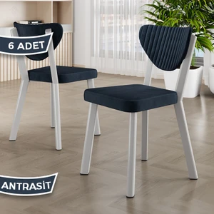 Arfe Serisi 6 Adet Mutfak Sandalyesi Beyaz Metal Iskeletli  Babyface Kumaş