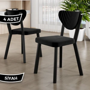 Arfe Serisi 4 Adet Mutfak Sandalyesi Siyah Metal Iskeletli  Babyface Kumaş