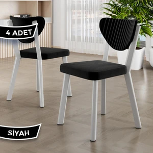 Arfe Serisi 4 Adet Mutfak Sandalyesi Beyaz Metal Iskeletli  Babyface Kumaş