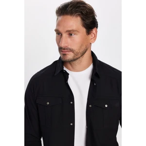 Slim Fit Yıkamalı Denım Düz Çift Cep Gömlek