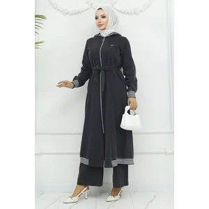 Moda Mihram Kapşonlu Ribanalı Kot Takım Açık Mavi 19244