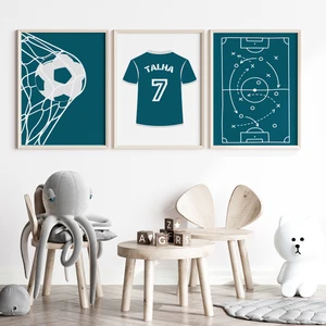Çocuk Kalbi Atölyesi Futbol Formalı Erkek Bebek ve Çocuk Odası 3'lü Tablo Isim Seti
