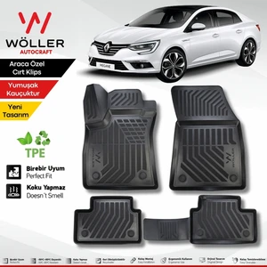 Renault Megane 4 Paspas Sedan 2016 2025 Arası Uyumlu 3D Havuzlu Wöller Paspas