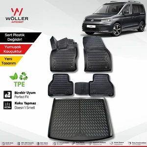 Volkswagen Caddy Paspas Bagaj Havuzu Set 2021 Sonrası Uyumlu 3D Wöller Ultraflex Set