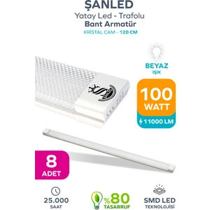 100W 120 Cm Kristal Yatay LED Bant Armatür-Trafolu Beyaz Işık