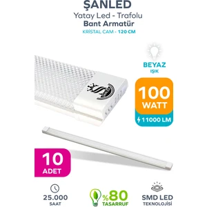 100W 120 Cm Kristal Yatay LED Bant Armatür-Trafolu Beyaz Işık