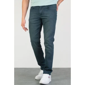 Erkek Robert Petrol Yeşili Taşlamalı Slim Fit Likralı Jean Kot Pantolon Dunkelgrün 34/32