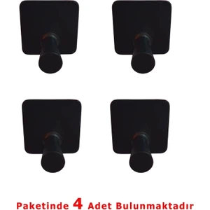 Glare Konik Kendinden Yapışkanlı Askılık Tekli Mat Siyah 4 Lü Paket