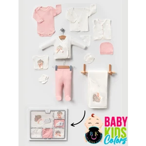 Baby Kids Colors Lüks Taşlı Yeni Doğan Hastane Çıkış 10'lu Zıbın Seti (Kutulu)