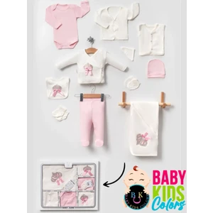 Baby Kids Colors Lüks Taşlı Yeni Doğan Hastane Çıkış 10'lu Zıbın Seti (Kutulu)