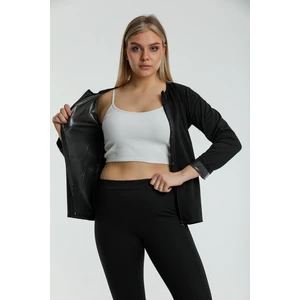 Sw Sweet Women Unisex Siyah Termal Sauna Fermuarlı Uzun Kol Üst