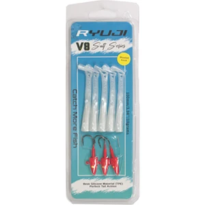 Ryuji V8 Salt 10CM 10GR Silikon Yem Renk : Red Head White Silver