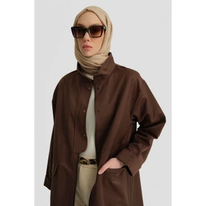 Yanları ve Önü Fermuarlı Kap 25Y7809 Kahverengi