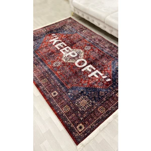 Bordo renk keep off saçaklı lateks taban halı