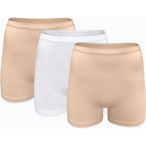 Kadın 3 Lü Beyaz Ten Rengi Iz Yapmayan Modal Yüksek Bel Boxer 3M108